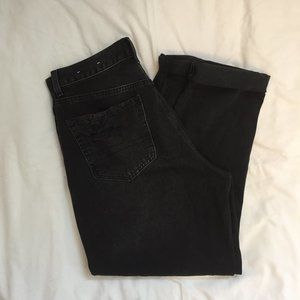 AEO Black Denim Distressed High Waisted Mom Jeans